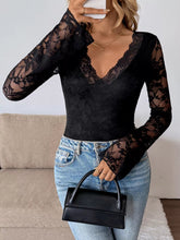Lace V - Neck Long Sleeve T-Shirt for Adult women - FasionByMatteo