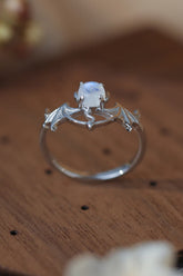 Moonstone Bat 925 Sterling Silver Ring for Adult women - FasionByMatteo